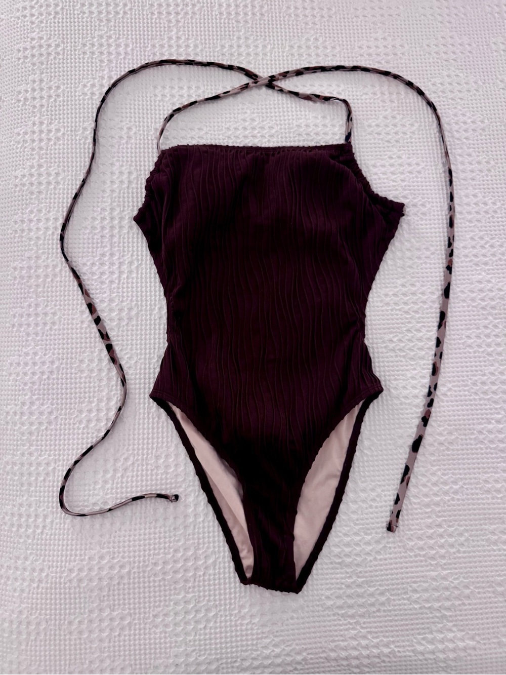 Cupshe brown One-Piece Swimsuit with Leopard Tie Straps